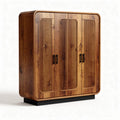 Wooden cabinet with three doors and vertical slats 120 x 40 x 150cm