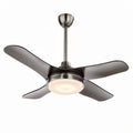 Ceiling fan with integrated light fixture in brushed nickel and dark wood finish