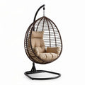 Hanging egg chair with cushion made of rattan and metal frame 100 x 80 x 120cm